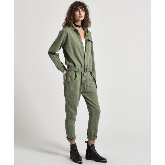 One teaspoon belted long sleeve khaki green jumpsuit women’s Small - Picture 1 of 11